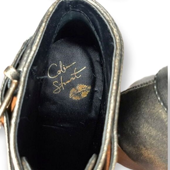 Colin Stuart Antique Gold Wedge Ankle Booties sz 6 - Picture 4 of 8